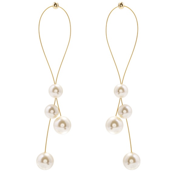 💙 Pearl Strings Earrings Sterling Silver - Picture 5 of 16